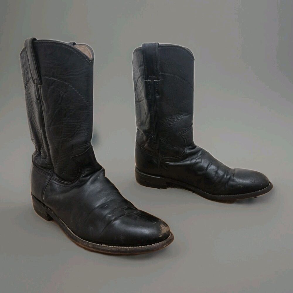 Justin Women's Classic Cowboy Boots Size 6.5B Ropers Leather  Black  L3703